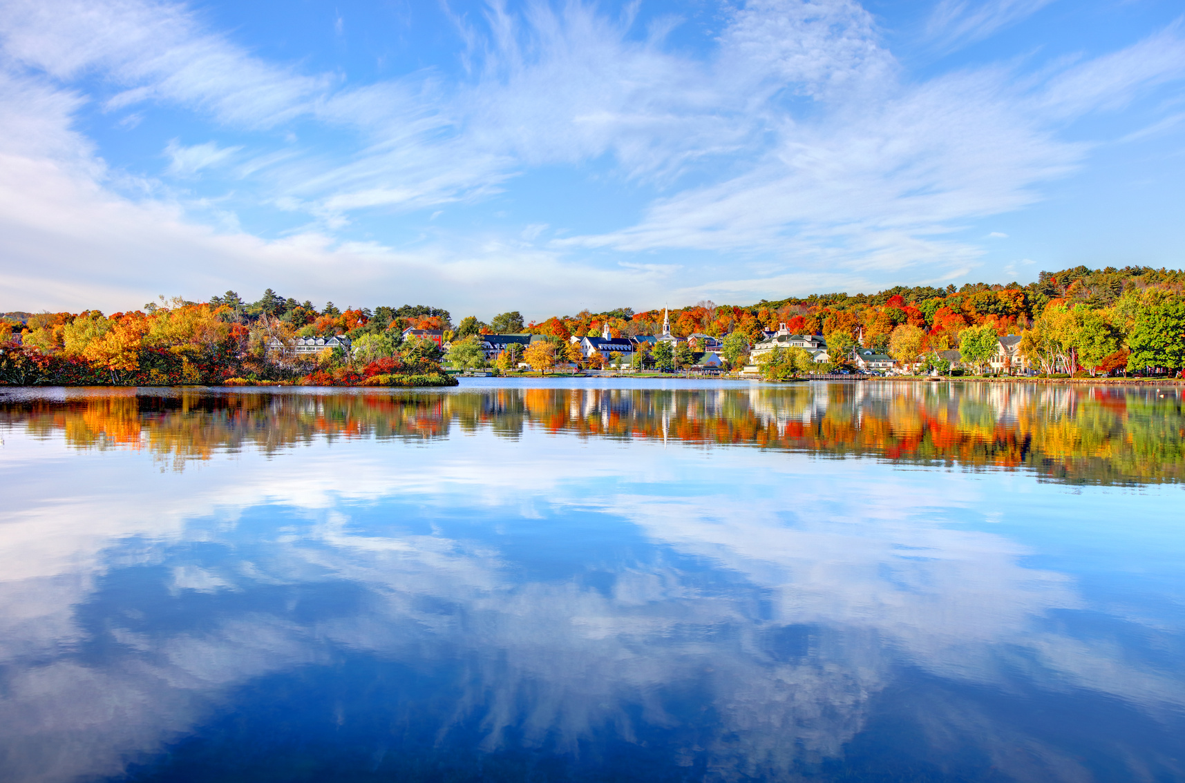 Small village of Meredith along the banks of Lake Winnipesaukee